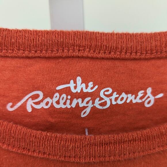 The Rolling Stones Shirt Womens Large Cropped Graphic Rock Festival Retro Orange - Picture 3 of 9
